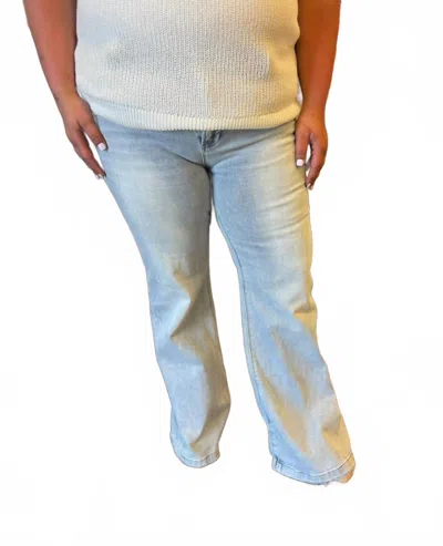 Risen Ellen Low Rise Flare Jean - Plus In Light Wash In Blue