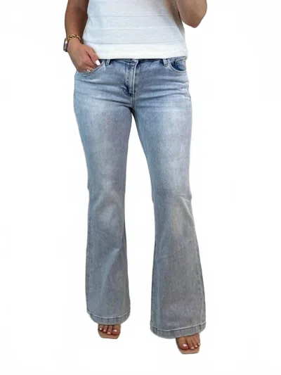 Risen Ellen Low Rise Flare Jean In Light Wash In Blue