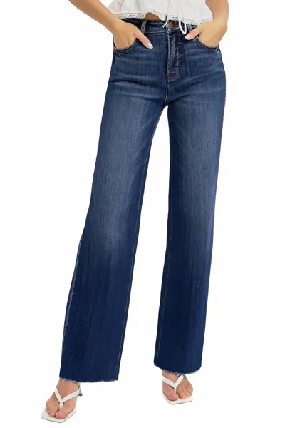 Risen Emerson High Rise Straight Tummy Control Curvy Jeans In Dark Wash In Blue