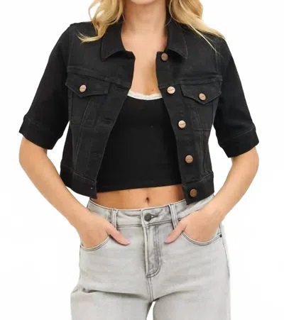 Risen Emmy Updated Short Sleeve Denim Jacket In Black In Multi