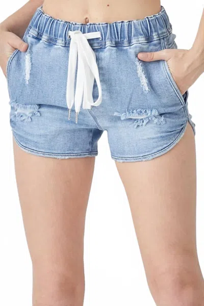 Risen Eras Tour Vintage Jogger Shorts In Light Wash In Blue