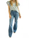 Risen Esmerelda Flare High Rise Jeans In Blue In Blue