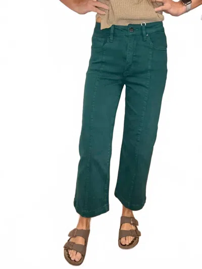Risen Eve Wide Leg Cropped Denim Jeans In Hunter Green