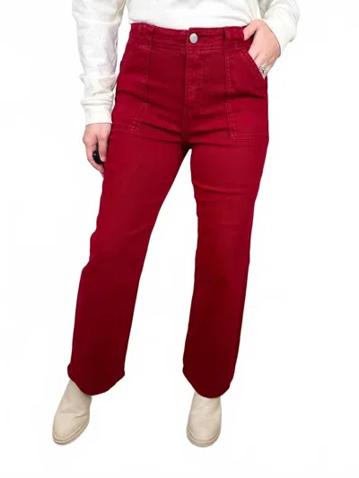 Risen Faith High-rise Ankle Flare Jeans In Wine Red In Multi