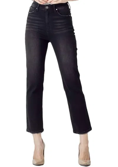 Risen Felicity High Rise Straight Leg Jeans In Black In Burgundy