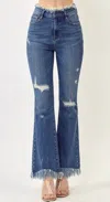 Risen Flare Leg Jeans In Flare Blue In Blue