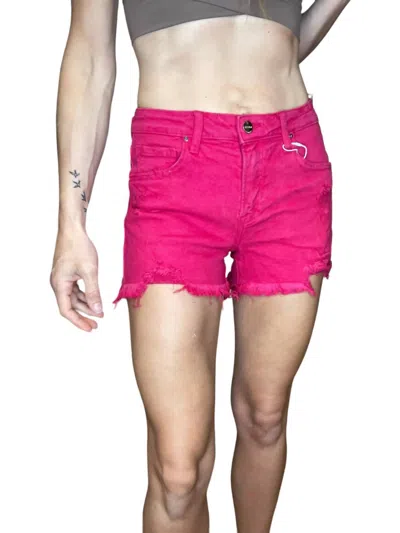 Risen Frayed Shorts In Fuchsia In Pink