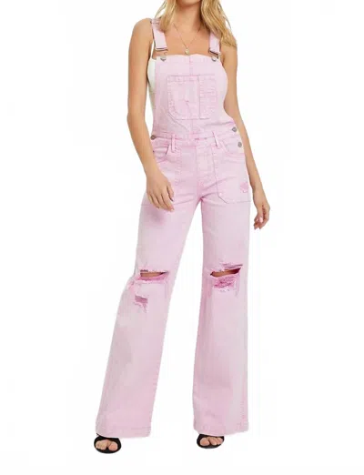 Risen Front Patch Pocket Wide Leg Overalls In Acid Pink