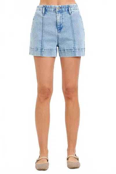 Risen Front Seam Denim Trouser Short In Light Blue