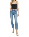 Risen Full Size High Rise Cropped Roll Up Jeans In Medium In Blue