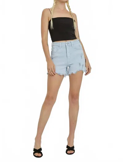 Risen Full Size High Rise Distressed Detail Denim Shorts In Ice Blue