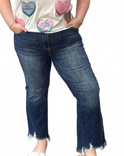 Risen Gabby Crop Flare In Denim In Blue