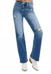 Risen Geneva Tummy Control High Rise Straight Jeans In Blue In Blue