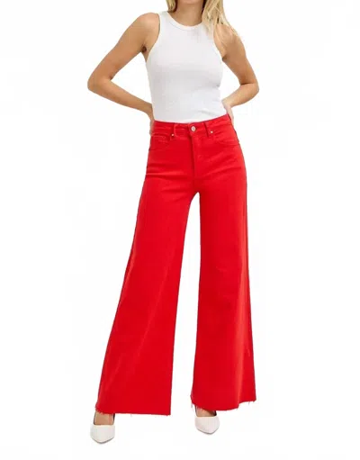 Risen Gone Girl Fiesta High Rise Wide Leg Jeans In Red In Multi