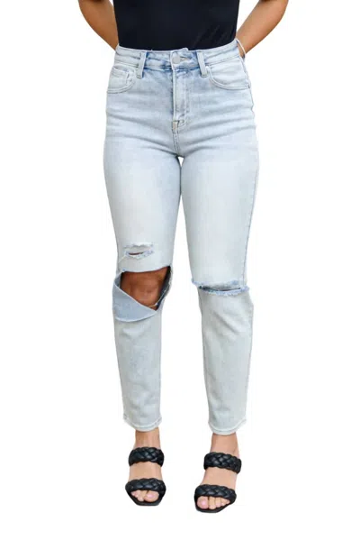 Risen Good Karma Distressed Jeans In Light Wash In Blue