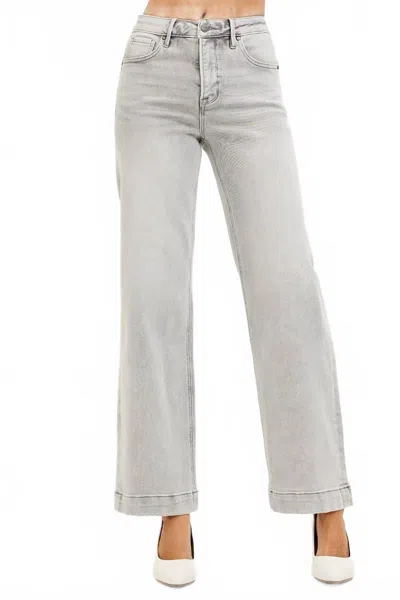 Risen Hailee High Rise Ankle Wide Jeans In Gray Wash In Multi
