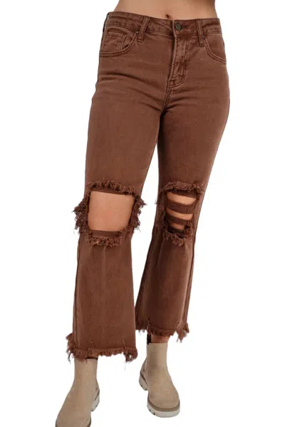 Risen Hailey Straight Jeans In Espresso In Brown