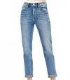 Risen Haven High Rise Ankle Skinny Roll Up Jeans In Blue In Multi