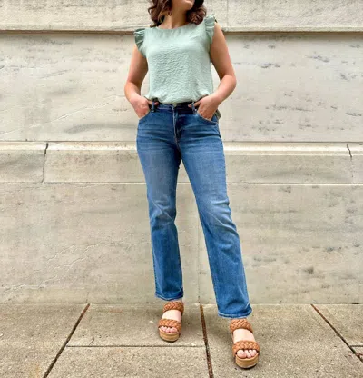 Risen Heflin Mid Rise Relaxed Straight Jeans In Blue