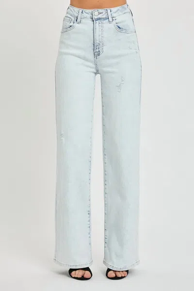 Risen High Rise 90s Wide Leg In Acid Wash In Blue