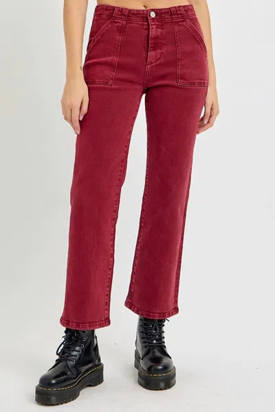 Risen High Rise Ankle Flare  Jeans In Wine In Pink