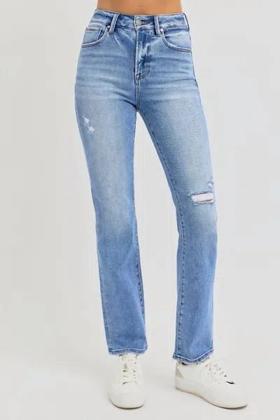 Risen High Rise Ankle Straight Jeans In Denim