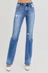Risen Geneva Tummy Control High Rise Straight Jeans In Blue