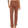 Risen High Rise Ankle Straight Raw Hem Slit Pants In Expresso In Brown