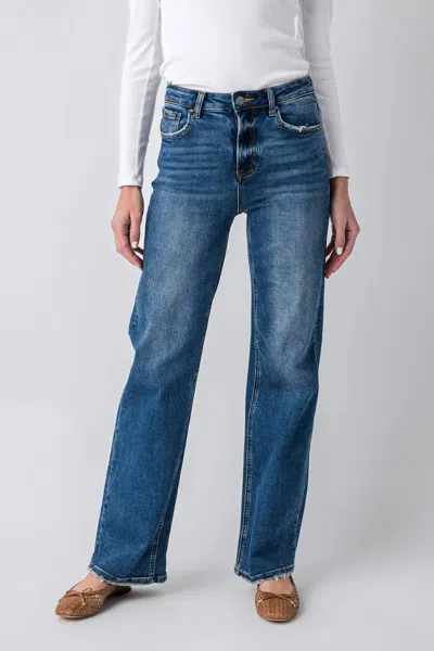 Risen High Rise Ankle Straight With Tummy Control Jeans In Blue