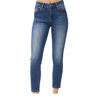 Risen High Rise Basic Ankle Skinny Jeans In Dark Wash In Blue