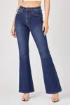 Risen High Rise Basic Flare Jeans In Dark Denim