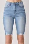 Risen High Rise Bermuda Shorts In Light Blue In Blue