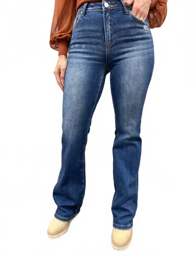 Risen High Rise Bootcut Jeans In Dark Blue