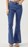 Risen High Rise Clean Kick Flare Jeans In Dark Wash