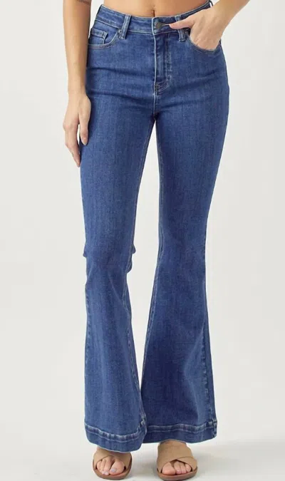 Risen High Rise Clean Kick Flare Jeans In Dark Wash