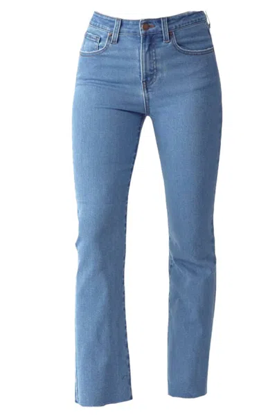 Risen High-rise Clean Wash Straight Leg Jeans In Blue