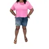 Risen High Rise Contrast Wash Button Fly Shorts In Medium Blue/dark Blue In Multi