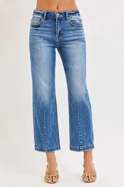 Risen High Rise Crop Boyfriend Tapered Jeans In Denim In Multi