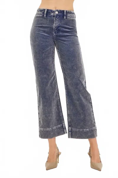 Risen High Rise Crop Corduroy Pants In Blue Moon