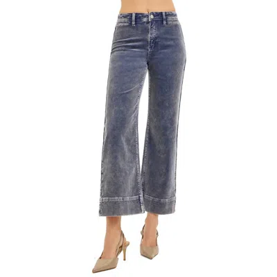 Risen High Rise Crop Corduroy Pants In Blue Moon