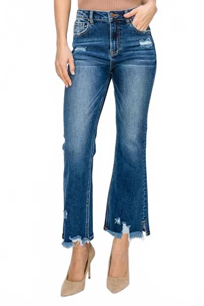 Risen High Rise Crop Flare Jeans In Blue In Multi