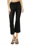 Risen High Rise Crop Flare Patch Pocket Jeans In Black In Black