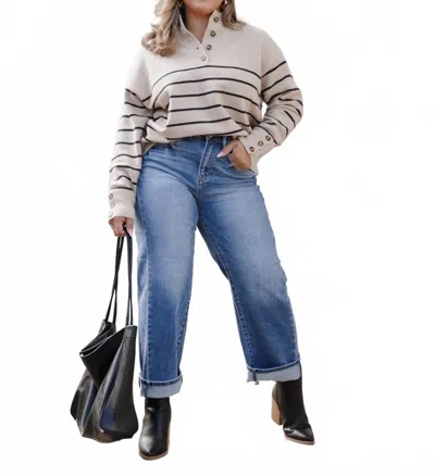 Risen High Rise Crop Jeans In Medium Blue