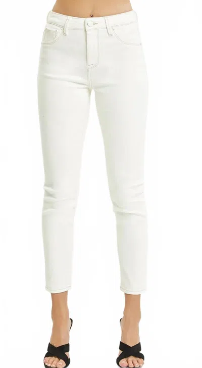 Risen High Rise Crop Skinny Pants In Cream In White