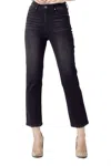 Risen High Rise Crop Straight Jeans In Black In Black