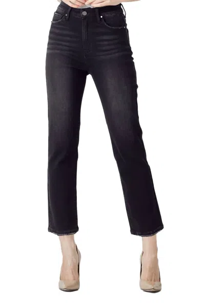 Risen High Rise Crop Straight Jeans In Black