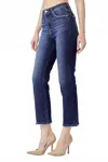 Risen Mid Rise Ankle Straight Slim Jeans In Dark In Blue