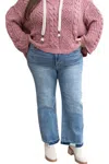 Risen High Rise Crop Straight Jeans Plus Size In Blue In Blue