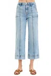 Risen High Rise Crop Wide Front Seam Detailed Jeans In Blue Horizon In Blue