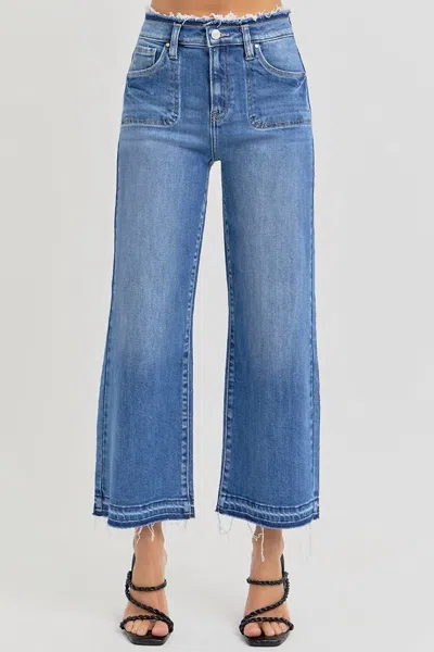 Risen High Rise Crop Wide Jeans In Blue